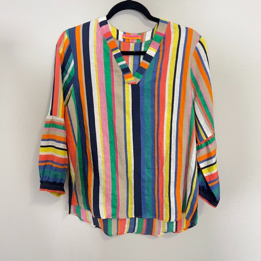 76 Villagallo Vivianne Linen-Blend Top Size 44